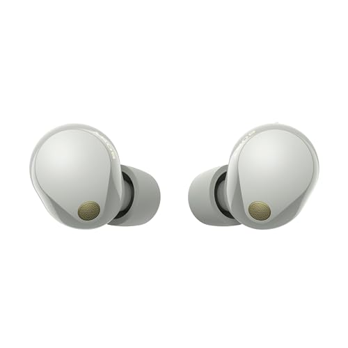 Sony WF-1000XM5 Kabellose Noise Cancelling Kopfhörer, Bluetooth, In-Ear-Kopfhörer, Mikrofon, bis zu 24 Stunden Akkulaufzeit, Schnellladefunktion, IPX4, iOS & Android kompatibel - Silber, klein