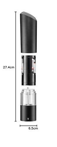 WMF Elektrische Mühle 21 cm, Salz- und Pfeffermühle unbefüllt, Kunststoff, Keramikmahlwerk schwarz