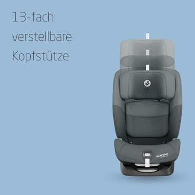 Maxi-Cosi Titan S i-Size, Mitwachsender Kindersitz, 15Monate–12Jahre (76–150cm), ISOFIX Kindersitz Auto, 5 Sitzpositionen, 13 Kopfstützenstufen, G-CELL-Schutz, 5-Punkt-Sicherheitsgurt, Tonal Graphite