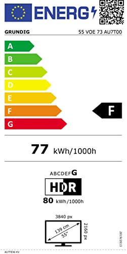 GRUNDIG 55 VOE 73 Fernseher 55 Zoll (139 cm) LED TV, Android 11 TV, 4K UHD, Dolby Digital, HDR10, Micro Dimming Engine, Chromecast Built-in, Bluetooth, Smart TV, Schwarz