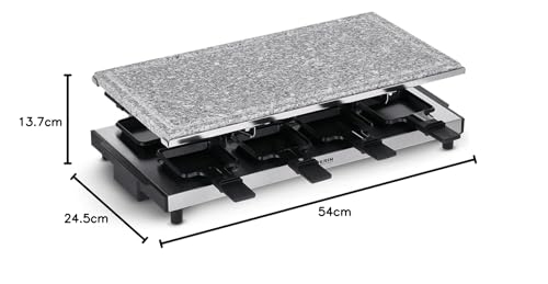 SEVERIN Raclette mit Naturgrillstein, elektrischer Tischgrill, Raclette für 8 Personen mit Grillplatte und 8 Pfännchen, Kunststoff/Edelstahl, schwarz, RG 2374