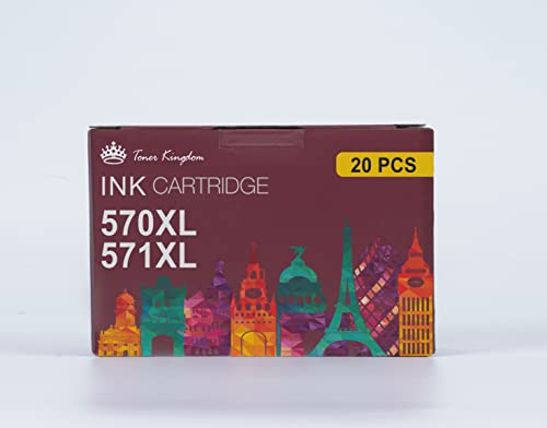 Toner Kingdom 20 Pack 570XL 571XL Tintenpatrone Kompatibel mit Canon PGI-570 CLI-571 XL für Canon für PIXMA TS5050 MG5750 MG5751 TS5055 MG5752 MG6850 MG5753 MG6851 MG6852 TS5051 TS6051 TS6050 TS6052