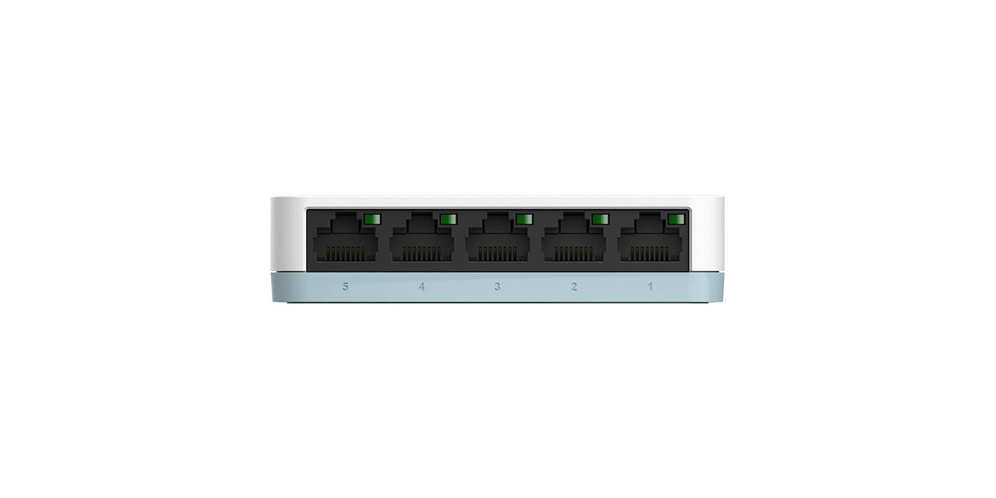 D-Link DGS-1005D 5-Port Gigabit Switch Desktop (10/100/1000 Mbit/s TP (RJ-45) Gigabit Ports, bis zu 2000 Mbit/s pro Port im Full-Duplex-Modus, lüfterlos)