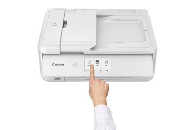 Canon PIXMA TS9551Ca Drucker Farbtintenstrahl Multifunktionsgerät DIN A4 A3 (Drucker A3, Scanner, Kopierer, 5 Separate Tinten, WLAN, LAN, Print App, 2 Papierzuführungen, Duplexdruck) weiß