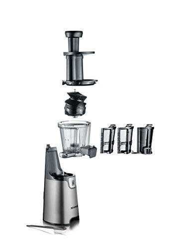 SEVERIN Slow Juicer – Entsafter für Saft, Sorbet, Eis, Marmelade uvm., elektrische Saftpresse aus Edelstahl, einfache Reinigung dank Easy-Clean Konzept, 1L Auffangbehälter, 150 Watt, ES 3571