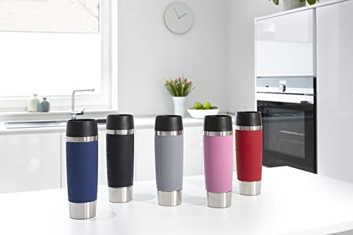 Emsa 515615 Travel Mug Classic Grande | 500ml | Thermobecher | Isolierbecher | hält 6h heiß, 12h kalt | auslaufsicher | Easy Quick-Press-Verschluss | 360°-Trinköffnung | Schwarz | 1 Stück