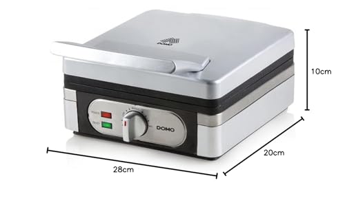 Domo DO9047W/N Waffelautomat (1400 Watt, für extra dicke quadratische belgische / brüsseler Waffeln), Silber