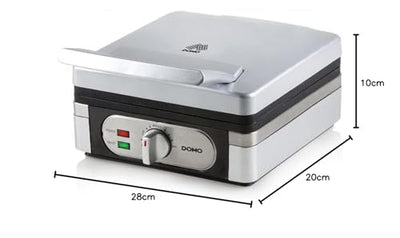 Domo DO9047W/N Waffelautomat (1400 Watt, für extra dicke quadratische belgische / brüsseler Waffeln), Silber