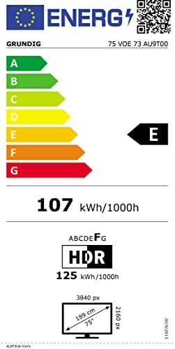 GRUNDIG 50 VOE 73 Fernseher 50 Zoll (126 cm) LED TV, Android 11 TV, 4K UHD, Dolby Digital, HDR10, Micro Dimming Engine, Chromecast Built-in, Bluetooth, Smart TV, Schwarz