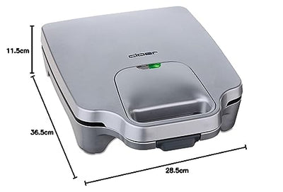 Cloer 6269 Sandwichmaker XXL, 1800 W, für 4 Sandwiches, American Toast, XXL-Füllung, optische Fertigmeldung, Silber