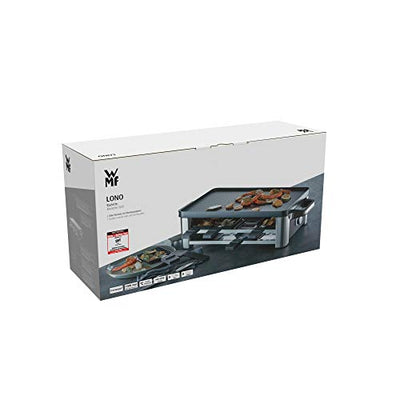 WMF Lono Raclette Grill mit Pfännchen und Schiebern, Raclette 8 Personen, 1500 W, edelstahl matt