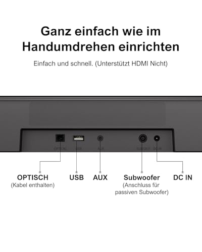 ULTIMEA 5.1 Surround Sound System, Soundbar für TV Geräte mit App Steuerung, Soundbar mit Subwoofer, 2 Surround Lautsprechern, Heimkino Soundsystem mit verstellbarem Bass, Bluetooth 5.3, Aura A30