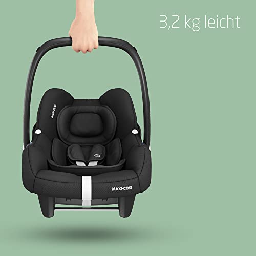 Maxi-Cosi CabrioFix i-Size, Siège Auto Bébé, 0 à 12 mois, 12 kg max., Siège Auto ISOFIX Léger (3,2 kg), Grand Canopy, Ultra-molletonné, Compatible avec les Poussettes Maxi-Cosi, Essential Black