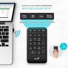 Genius NumPad 1000, Kabellose Leise Nummernblock Zahlentastatur, 2,4 GHz, USB-Empfänger, Plug-and-Play, Schlankes und Praktisches Design