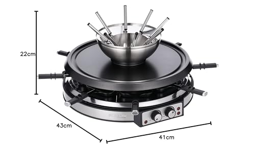 SEVERIN 2348-000 RG 2348 Raclette-Fondue-Kombination, Kunststoff, Edelstahl-gebürstet-schwarz