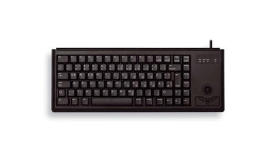 CHERRY G84-4400, Kompakte Tastatur mit Trackball, EU-Layout (QWERTY), Kabelgebunden (USB-Anschluss), 2 Maustasten, Mechanische CHERRY ML Switches, Schwarz