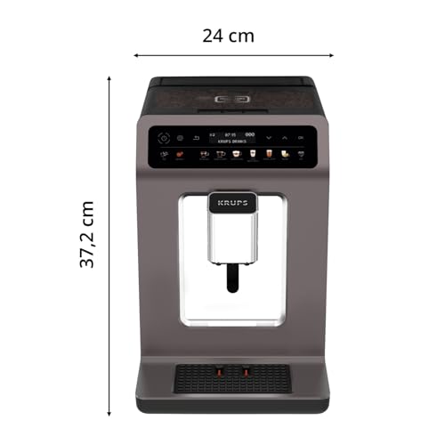 Krups Evidence One Kaffeevollautomat mit Milchschlauch, 12 Getränke, 2-Tassen-Funktion, Farbdisplay, Kaffeemaschine, TÜV-Siegel, Schwarz, EA895N10, Meteor Graphit