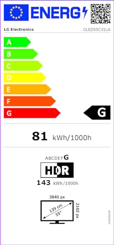 LG OLED55C31LA TV 139 cm (55 Zoll) OLED evo Fernseher (Smart TV, Filmmaker Mode, 120 Hz) [Modelljahr 2023]