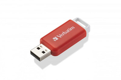 Verbatim DataBar USB Stick, kompakter Speicherstick mit 16 GB Datenspeicher, portabler USB 2.0 Memory Stick in Rot, ideal für Laptop, PC und Notebook