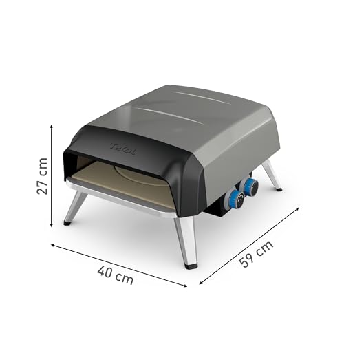 Tefal Pizza Pronto Gas-Pizzaofen für den Außeneinsatz, bis 400 °C, Temperaturregler, Ein-/Ausschalter, Steuerung des Drehsteins, kompakt, inkl. Pizzaschieber, Edelstahl, JM413015