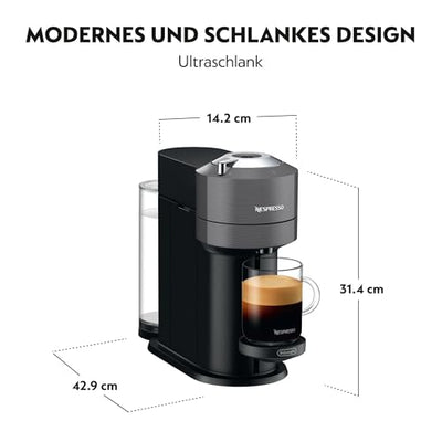 Nespresso De'Longhi ENV 120.GY Vertuo Next Kaffeekapselmaschine, 1500W , 1.1 L, 42.9 x 14.2 x 31.9 cm, grau