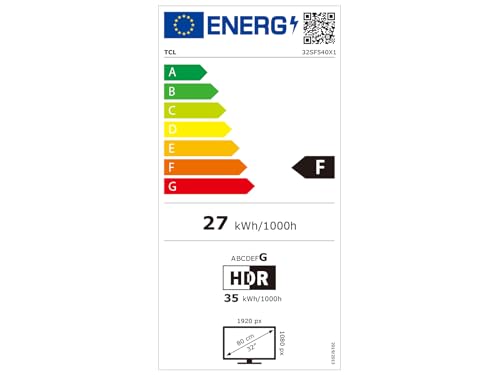 TCL 32SF540 - Téléviseur intelligent FHD 32 pouces - HDR et HLG - Dolby Audio - DTS Virtual X / DTS-HD - Metal Borderless - Wifi double bande 5 - avec système Fire OS 7