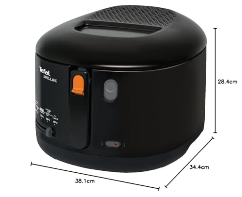 Tefal FF1608 Simply One Elektrische Fritteuse | XL Fassungsvermögen für bis zu 1,2 kg Pommes | exklusives Kühlwandsystem | spülmaschinenfeste Teile | Sichtfenster | einstellbares Thermostat | Schwarz