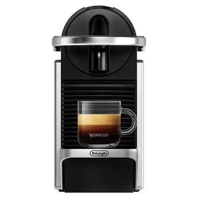 Nespresso De'Longhi Pixie EN127.S Kaffekapselmaschine, zwei Direktwahltasten, ECO-Modus, kompaktes Design, 19 Bar Drucksystem, 1260W, Silber/Schwarz