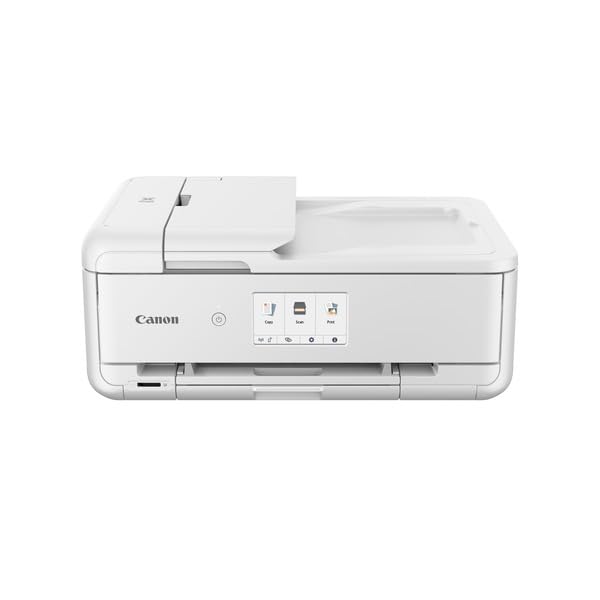 Canon PIXMA TS9551Ca Drucker Farbtintenstrahl Multifunktionsgerät DIN A4 A3 (Drucker A3, Scanner, Kopierer, 5 Separate Tinten, WLAN, LAN, Print App, 2 Papierzuführungen, Duplexdruck) weiß