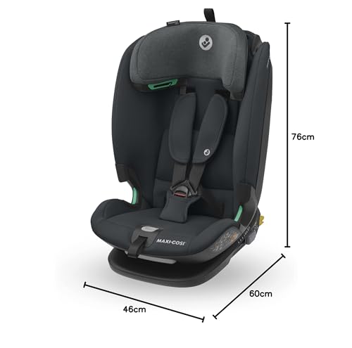 Maxi-Cosi Titan Plus i-Size, mitwachsender Kinderautositz, 15 Monat-12 Jahre (76-150 cm), G-CELL-Seitenaufprallschutz, 4 Liegepositionen, weiche Schaumstoffpolster in Kopfstütze, Authentic Graphite