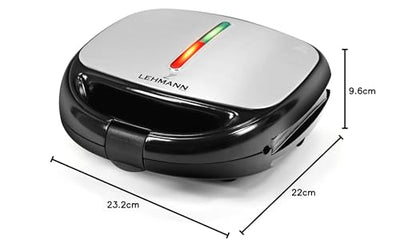 Lehmann Sandwichmaker 5 in 1 mit verschiedene Formen | Waffeleisen, Kontaktgrill, Panini, Sandwich, süße Küchlein | Inklusive 5 antihaftbeschichter Plattensets | 800 W