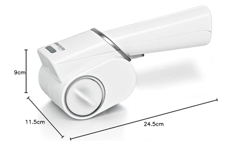 ROMMELSBACHER Multi Reibe MR 6 - herausnehmbare Reibetrommel aus Edelstahl, für Hartkäse, Nüsse, Schokolade & mehr, Power-Akku, weiß