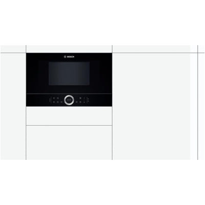 Bosch BFL634GB1 Serie 8 Einbau-Mikrowelle, 38 x 60 cm, 900 W, Türanschlag Links, AutoPilot 7 7 Automatikprogramme, Reinigungsunterstützung, TFT-Touchdisplay, LED-Beleuchtung gleichmäßige Ausleuchtung