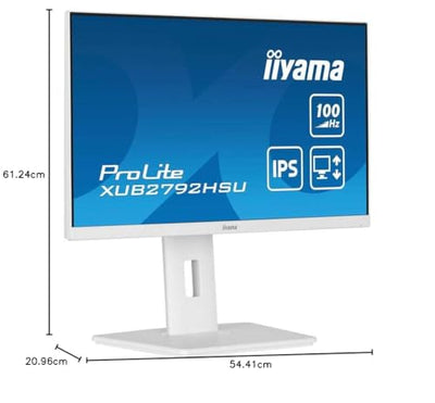 iiyama Prolite XUB2792HSU-W6 68,6cm 27" IPS LED-Monitor Full-HD 100Hz HDMI DP USB3.2 Höhenverstellung Pivot FreeSync weiß