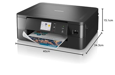 Brother DCP-J1140DW 3-in-1 Farbtintenstrahl-Multifunktionsgerät (Drucker, Scanner, Kopierer), Schwarz, 400 x 151 x 343 mm