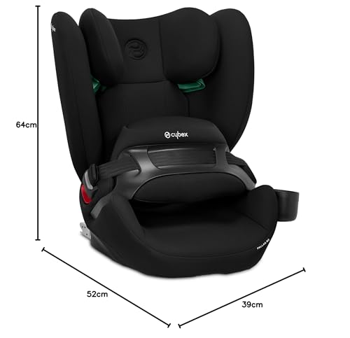 CYBEX Silver Kinder-Autositz Pallas B2 i-Size, ISOFIX, Gruppe 1/2/3 (9-50 kg), Ab ca. 15 Monate bis 12 Jahre, Inkl. Getränkehalter, Pure Black