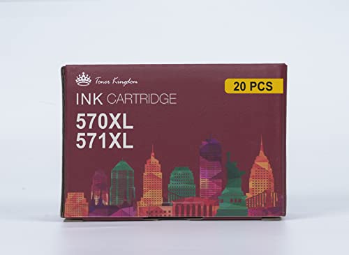 Toner Kingdom 20 Pack 570XL 571XL Tintenpatrone Kompatibel mit Canon PGI-570 CLI-571 XL für Canon für PIXMA TS5050 MG5750 MG5751 TS5055 MG5752 MG6850 MG5753 MG6851 MG6852 TS5051 TS6051 TS6050 TS6052