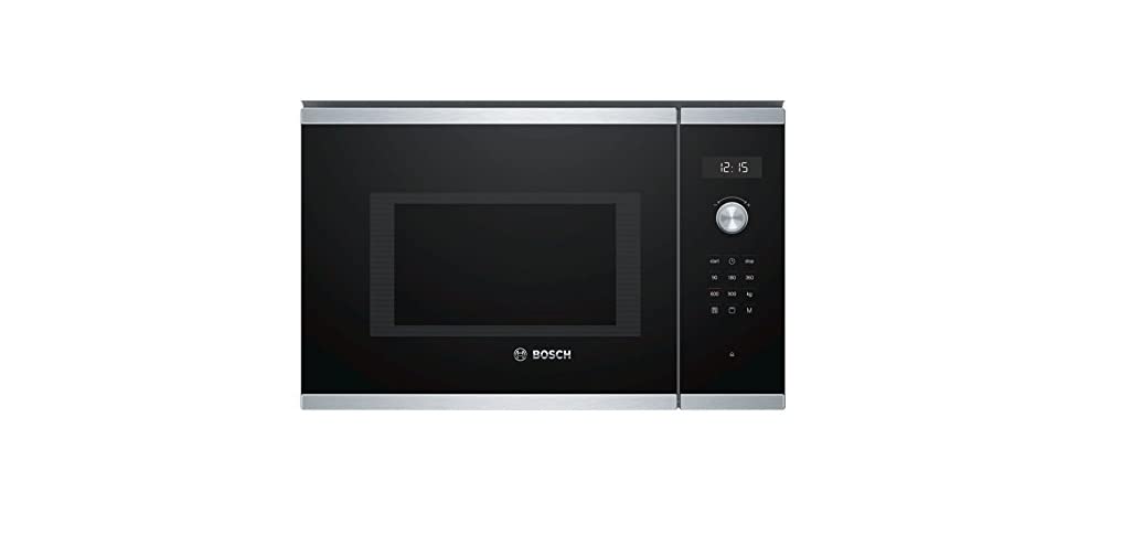 Bosch BEL554MS0 Serie 6 Einbau-Mikrowelle, 38 x 59 cm, 900 W, Drehteller 31,5cm, Türanschlag Links, AutoPilot 8 8 Automatikprogramme, Reinigungsunterstützung, LED-Touchdisplay, Edelstahl