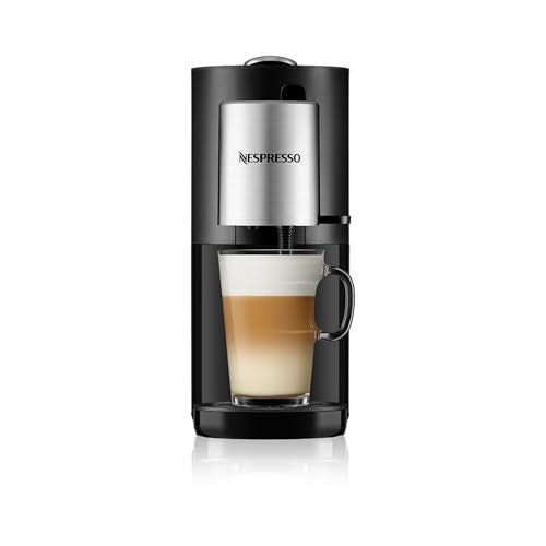 Krups XN8908 Nespresso Atelier Kaffeemaschine mit Milchaufschäumer | 1 L Wassertank | inkl. Glastasse+Kapseln | 19bar Druck | schwarz/ silber