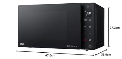 LG MH6535GIS Mikrowelle mit Smart Inverter Technologie & Quarz Grill, 25 Liter Kapazität, 1000 W, Automatikprogramme, einstellbare Leistungsstufen für optimales Garen und EasyClean-Funktion, Schwarz