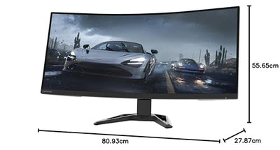 Lenovo G34w-30 | Moniteur de jeu QHD 34" | 3440x1440 | 165Hz | 350 nits | Temps de réponse de 0,5 ms | HDMI | DisplayPort | AMD FreeSync | haut-parleurs intégrés | hauteur réglable | noir