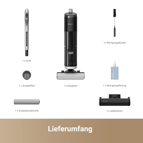 Dreame H14 Pro Nass- und Trockensauger, 180° Lie-Flat, 60 °C Bürstenpflege, 5-min Trocknung, automatische Lösungsmittelverteilung, App-Steuerung, Doppelrotationsbürste, 18 kPa Saugkraft, Doppelkante