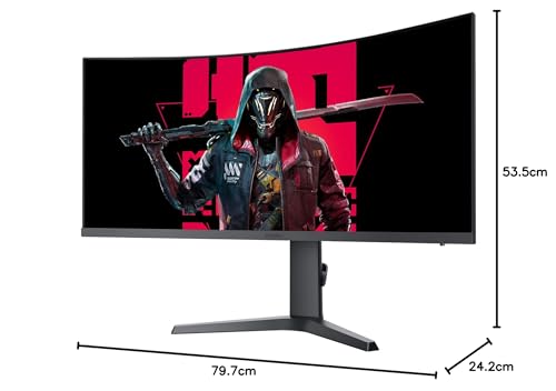 Moniteur de jeu incurvé ultra-large KOORUI 34 pouces, écran PC 165 Hz, 1 MS, 1000R, WQHD 3440x1440, VA, Adaptive Sync, 2xHDMI 100 Hz et Display Port 165 Hz, VESA 75 * 75 mm, DCI-P3 90 %, hauteur réglable