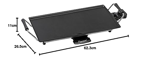 Bestron elektrischer Tischgrill, Plancha-/Teppanyaki-Grillplatte mit Antihaftbeschichtung, Grillspaß für bis zu 4 Personen, 2.000 Watt, Farbe; Schwarz, 47,5 x 25,5 cm