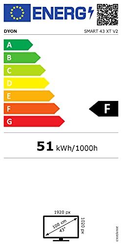 Téléviseur DYON Smart 43 XT 108 cm (43 pouces) (Smart TV Full HD, triple tuner HD (DVB-C/-S2/-T2), Prime Video, Netflix et HbbTV) [Année modèle 2022]