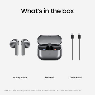 Samsung Galaxy Buds3 Kabellose Bluetooth-Kopfhörer, Active Noise Cancelling (ANC), Adaptive Geräuschunterdrückung, In-Ear-Kopfhörer mit 360 Audio, Silver, Inkl. Anymode Clear Case