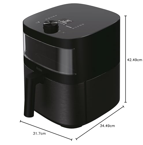 Friteuse à air chaud Haier avec fenêtre en verre I Airfryer avec 9 programmes et capacité de 7 litres I Friteuse 1700 W avec affichage LED I Friteuse à air chaud sans matière grasse I Lavable au lave-vaisselle [Série 5 - HAF5TWA]