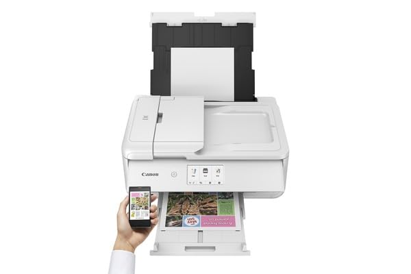 Canon PIXMA TS9551Ca Drucker Farbtintenstrahl Multifunktionsgerät DIN A4 A3 (Drucker A3, Scanner, Kopierer, 5 Separate Tinten, WLAN, LAN, Print App, 2 Papierzuführungen, Duplexdruck) weiß