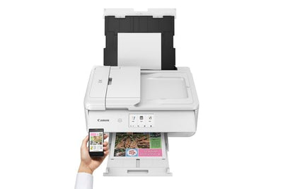 Canon PIXMA TS9551Ca Drucker Farbtintenstrahl Multifunktionsgerät DIN A4 A3 (Drucker A3, Scanner, Kopierer, 5 Separate Tinten, WLAN, LAN, Print App, 2 Papierzuführungen, Duplexdruck) weiß