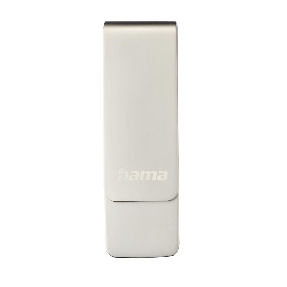 Hama USB Stick, 128GB, USB C 3.1 (Speicherstick, USB Stick 3.1, USB C Stick, Datenspeicher, klein, ultra schnell, 90MB/s, Drehmechanismus, nutzbar als Schlüsselanhänger, Metall) silber